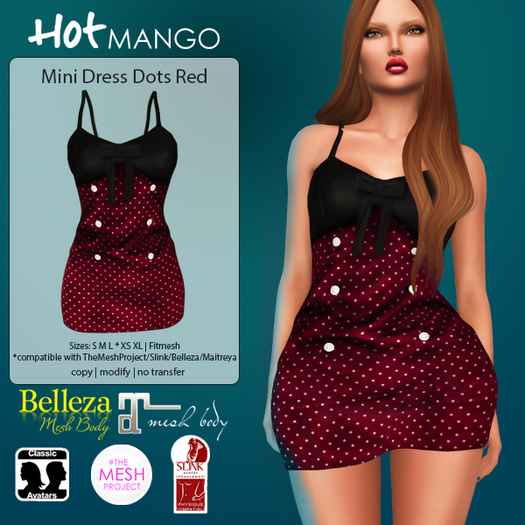 :::HOT MANGO Mini Dress Dots Red