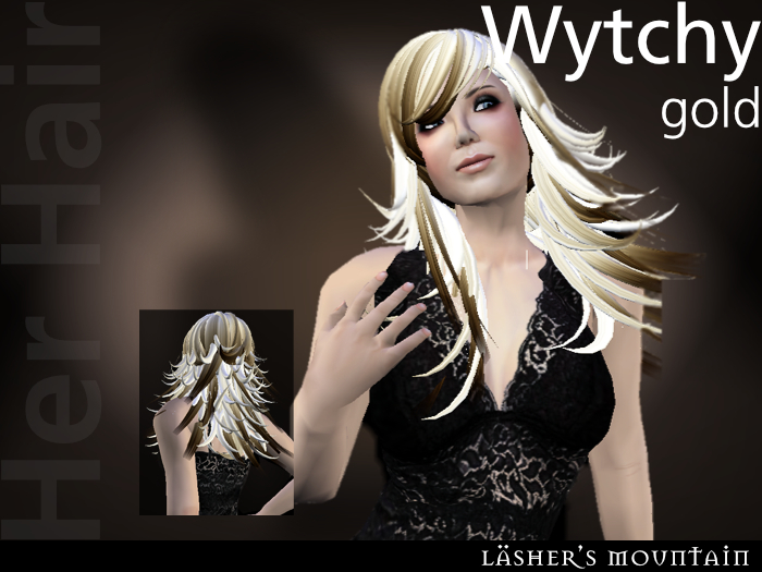 Wytchy - Gold (brown tipped) Long Curly Female Hair