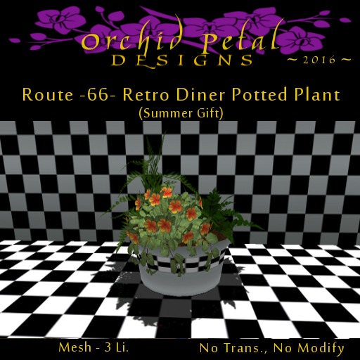 -OPd- Rt. 66 Retro Diner Potted Plant [boxed]