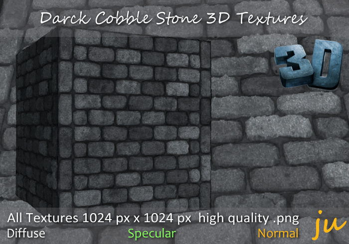 JU Darck Cobble Stone 3D Textures Full Perm