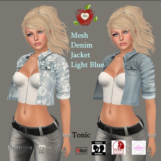 Apple Heart Inc. Mesh Denim Jacket light blue