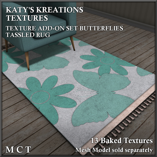 *KK* TEXTURE Add-On Set TASSLED RUG - BUTTERFLIES Vendor