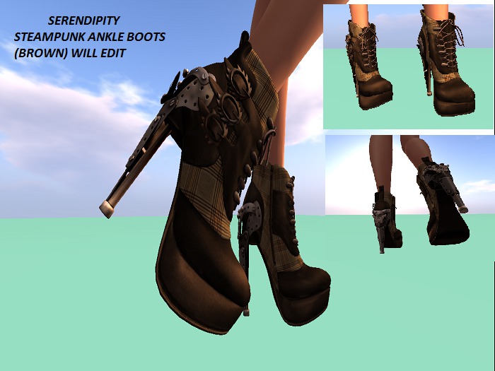 SERENDIPITY Brown Mesh. Ladies Steampunk Boots