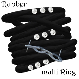O-Rings Ring Black Rubber Diamonds Multiplied chain Boxed