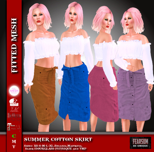 [F] FATPACK - Summer Cotton Skirt - HUD controlled-Fitted Mesh