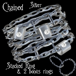 Mhaijik Stacked Silver Chain Ring Boxed