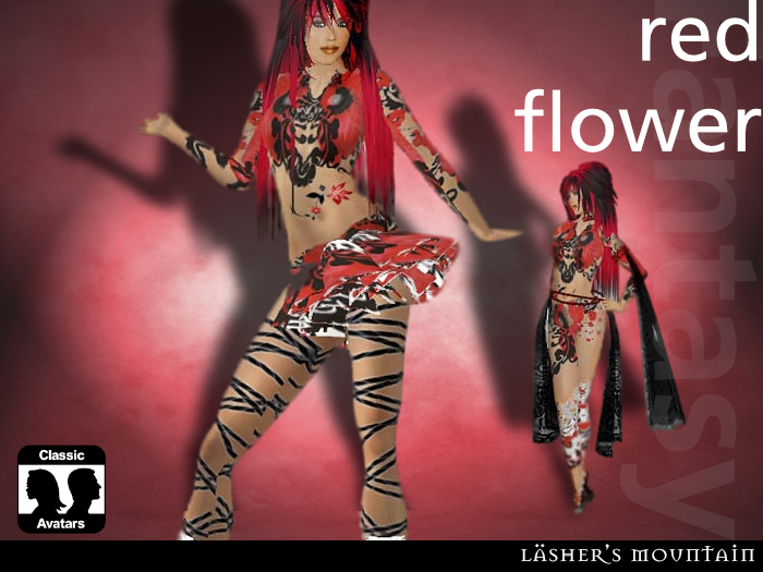 Red Flower Fantasy Outfit - Resell