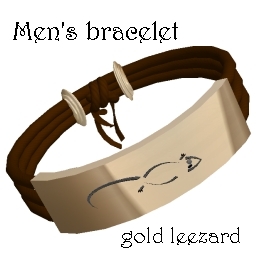 Leezard Bracelet Leather Gold ID Bar Mns Sz