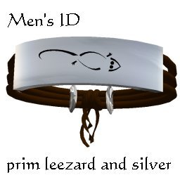 Leezard Bracelet Leather Silver ID Bar Mns Sz