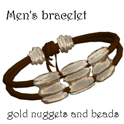 Cord Bracelet with Gold Nuggets Lg Sz