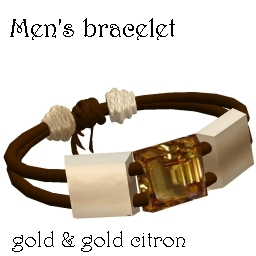3 Block Gold Citron Cord Bracelet - Lg sz