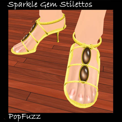 Gold Sparkle Stilettos (Brown Gem) by PopFuzz