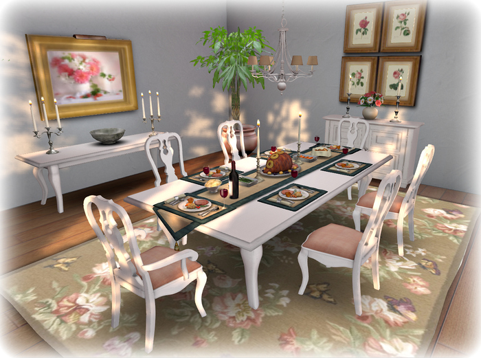 DINNER PARTY TABLE FOR 6 v2 -Queen Anne White