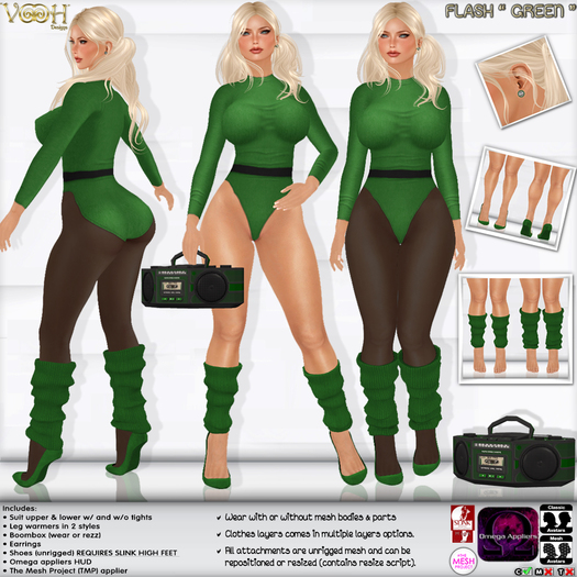 " VOOH " DESIGNS - FLASH "GREEN" (WEAR ME)