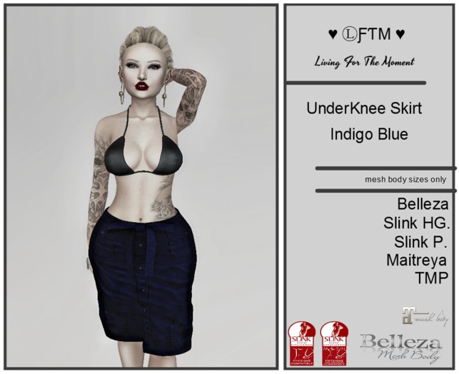 Indigo Blue UnderKnee Skirt  - * LFTM *