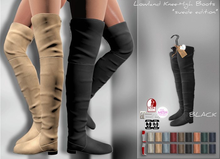 *IS* Lowland Knee-High Boots :::Suede::: BLACK