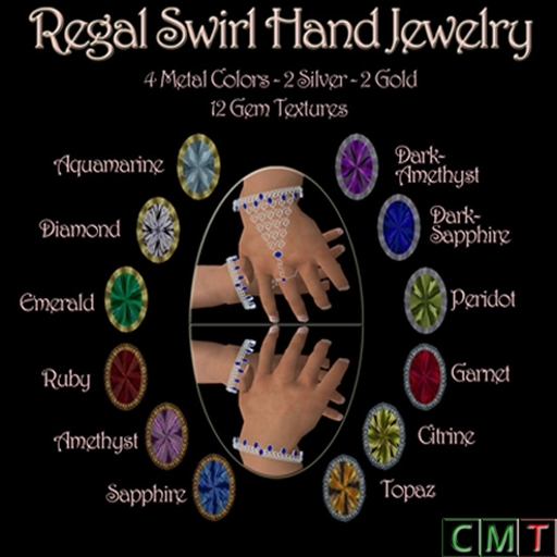CC - Regal Swirl Hand Jewelry - Gem/Metal Texture Changeable