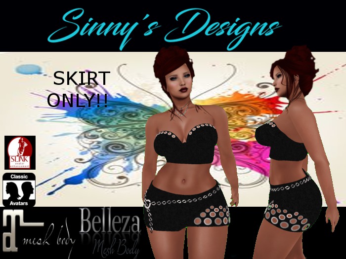 ~SD~Tammy Black Leather Skirt Boxed