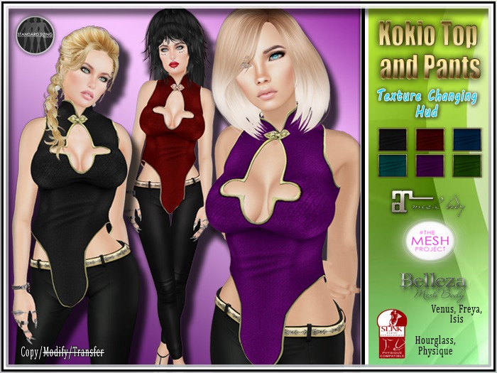 ~ Kokio Top and Pants ~ and Texture Changing Hud