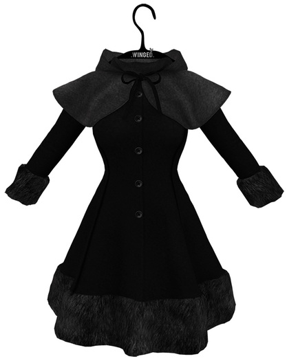 .Winged. Wool Coat_ Black