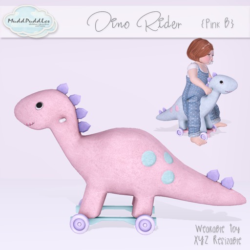 MuddPuddles: Dino Rider - Pink B