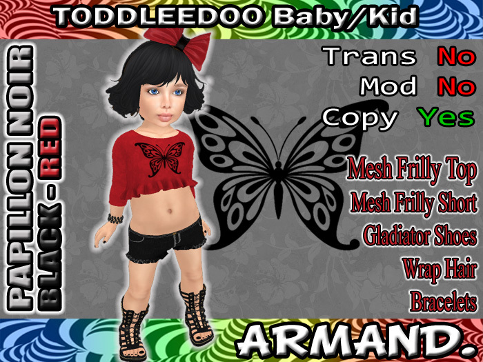 --ARMAND-- PAPILLON NOIR - BLACK-RED