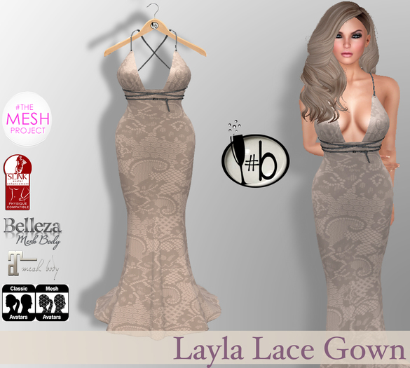 #b Biscotti Neutral Layla Lace Gown