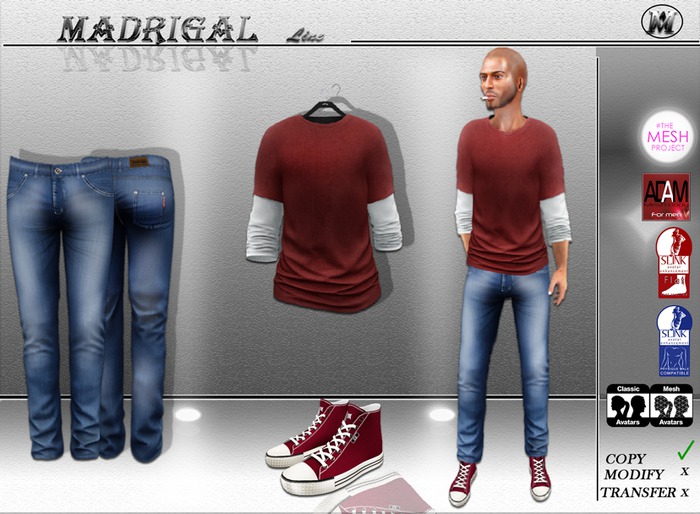 MADRIGAL Line : MESH OUTFIT- M7* RED DEMO
