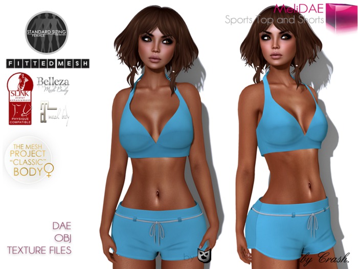Dae Obj Texture Files For Mesh Sports Top and Shorts