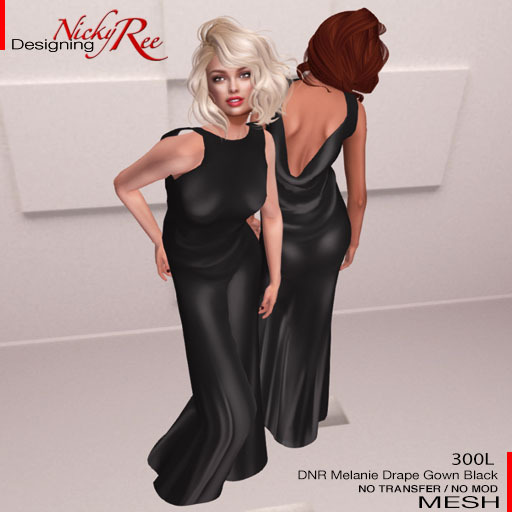 *DNR* Melanie Drape Gown (MESH) Black
