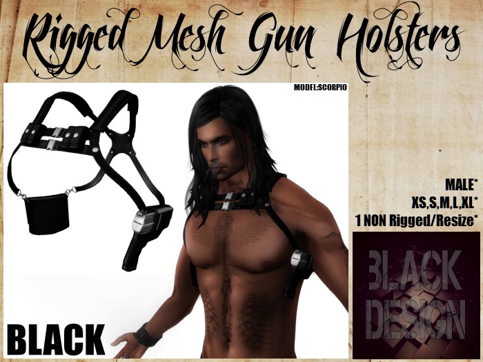 (M) Gun Holsters // Black // Black Design
