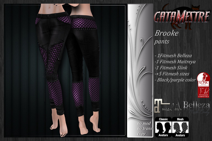 ::GATAMESTRE:: FITMESH - Brooke pants black/purple