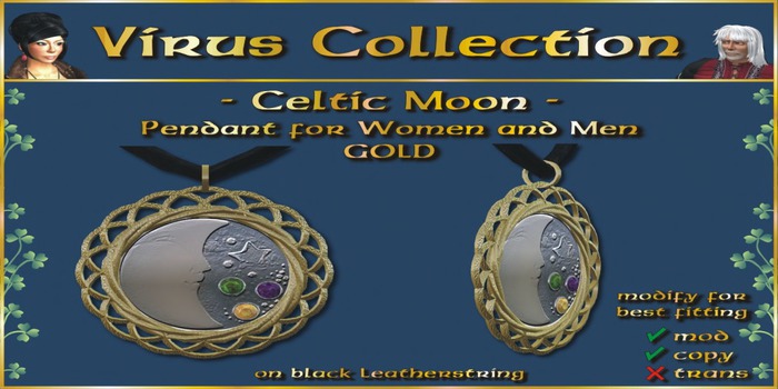 << VC >> Pendant - celtic moon - gold