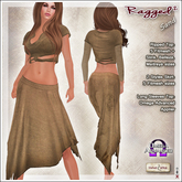 [V/W] Ragged II Sand - Poor girl fantasy outfit w/ ripped top & skirt. Fitted mesh + Omega appliers