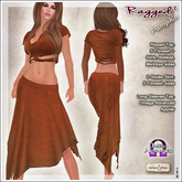 [V/W] Ragged II Pumpkin - Poor girl fantasy outfit w/ ripped top & skirt. Fitted mesh + Omega appliers