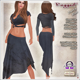 [V/W] Ragged II Dusty Blue - Poor girl fantasy outfit w/ ripped top & skirt. Fitted mesh + Omega appliers