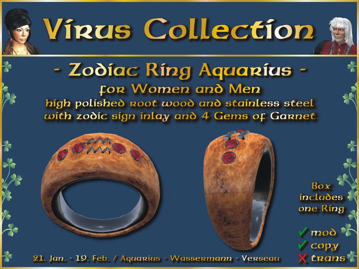 << VC >> ZODIAC RING - 01 - Aquarius