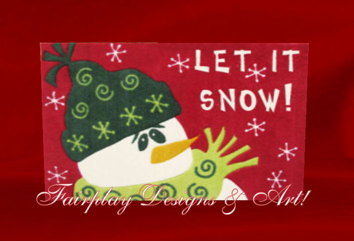 'Let it Snow!' Red Floor Mat *Resizeable*