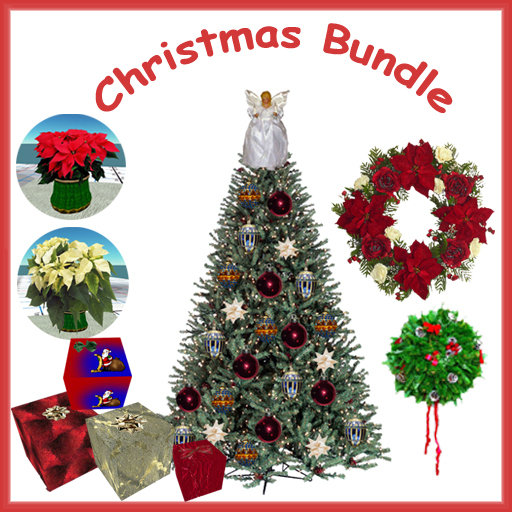 Poinsettia, Christmas Tree, Wreath, Poinsetta Christmas Bundle