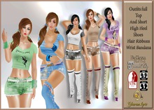 BAG Outfits full Top & Short Mini white & silver