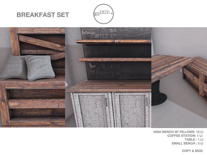  .Birch Chalkboard Coffee / Breakfast Set - White