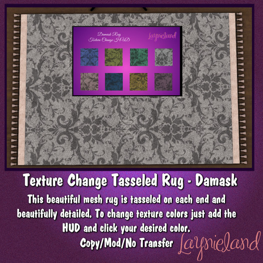~LL~ Tasseled Rug - Damask (Texture Change w/HUD) BAGGED