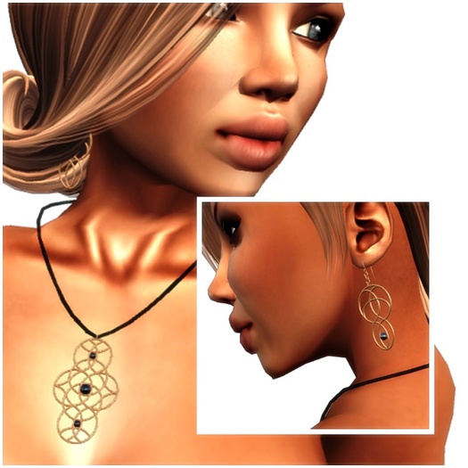 VC - Black Pearl copper Earings + Pendant