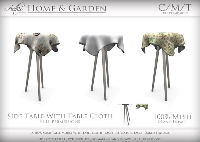 [AC] Side Table With Table Cloth - 2 Prims - 100% Mesh