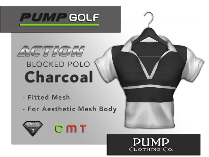 Charcoal Blocked Golf Polo - Aesthetic