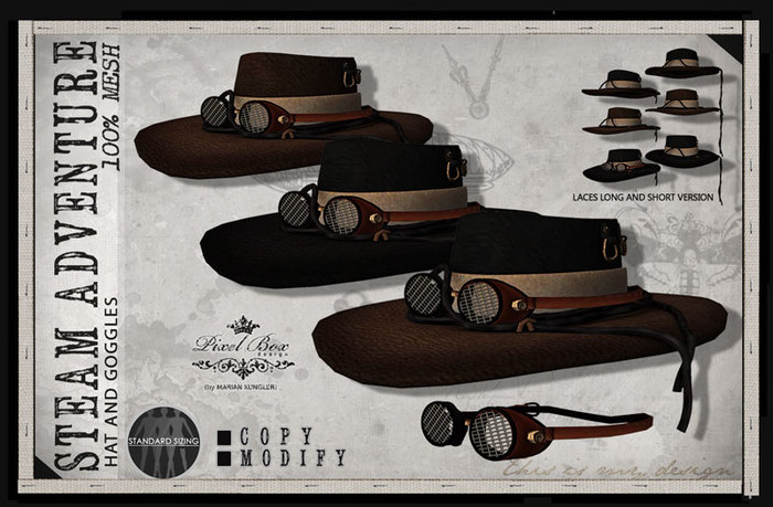 PIXEL BOX - Steam Adventure Hats and Goggles (b)