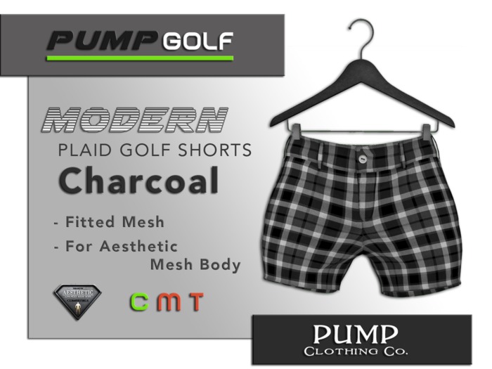 Charcoal Plaid Golf Shorts - Aesthetic