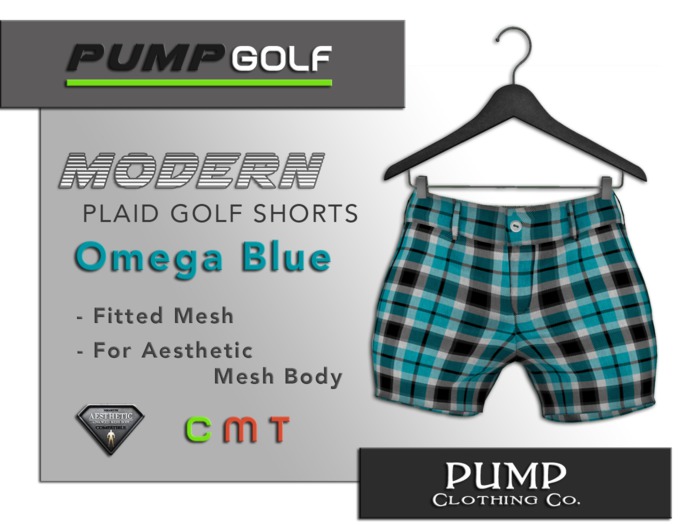 Omega Blue Plaid Golf Shorts - Aesthetic