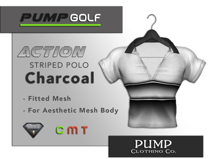 Charcoal Striped Golf Polo - Aesthetic