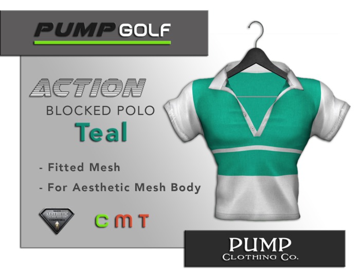 Teal Blocked Golf Polo - Aesthetic